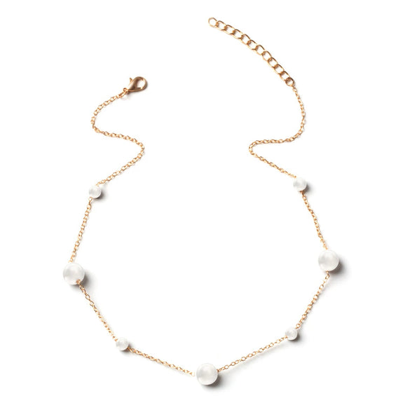 New Style Simple Pearl Alloy Necklace With Geometric Styling Electroplated For Women Fashion Street Sweater Chain