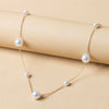 New Style Simple Pearl Alloy Necklace With Geometric Styling Electroplated For Women Fashion Street Sweater Chain