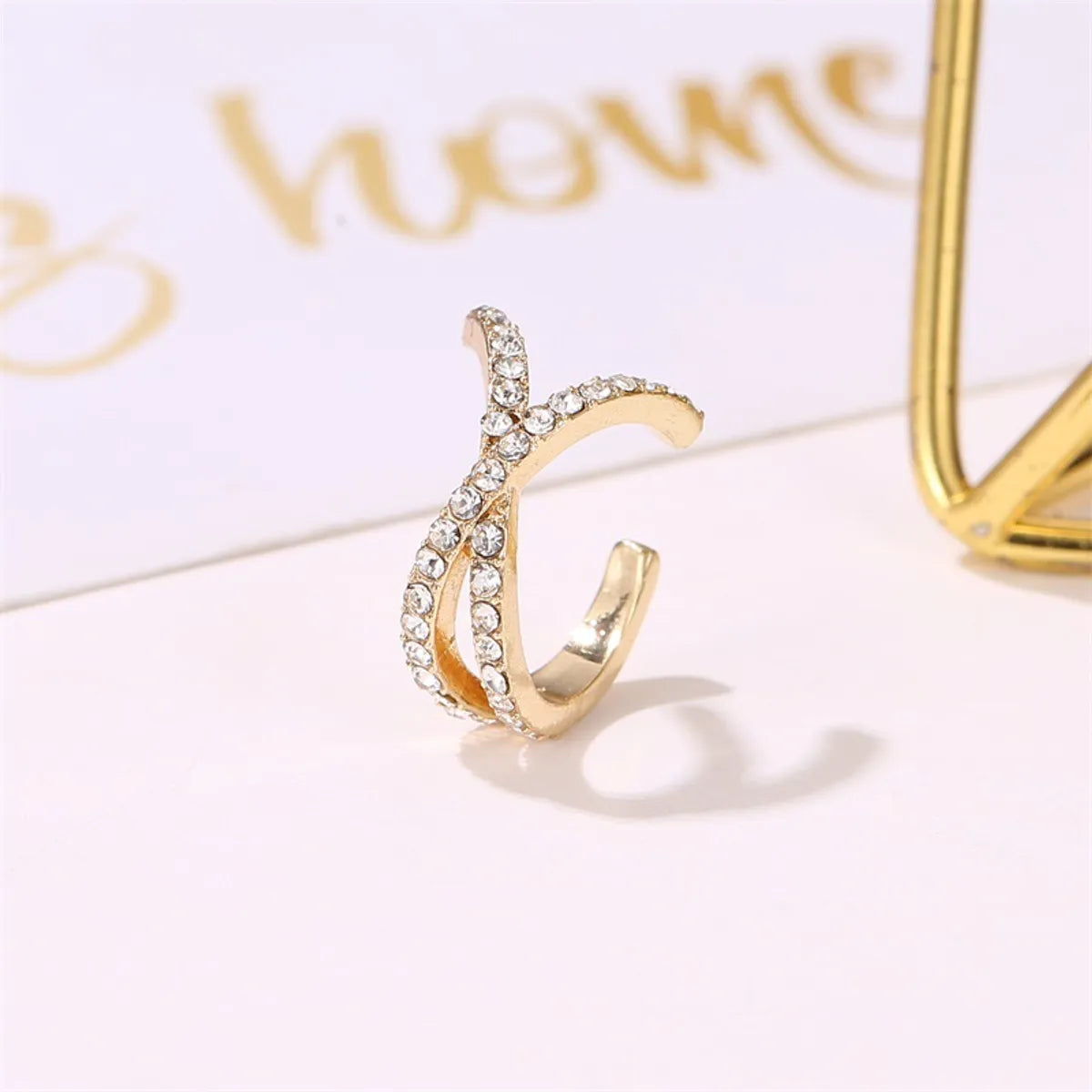 New Style Single Earless Ear Clip Ear Jewelry Personality Cross U-Shaped Ear Clip Retro Style Diamond Earrings Wholesale Nihaojewelry