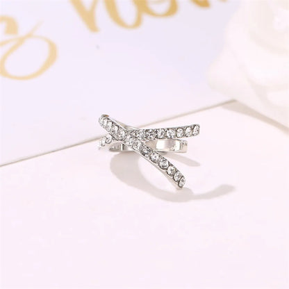 New Style Single Earless Ear Clip Ear Jewelry Personality Cross U-Shaped Ear Clip Retro Style Diamond Earrings Wholesale Nihaojewelry