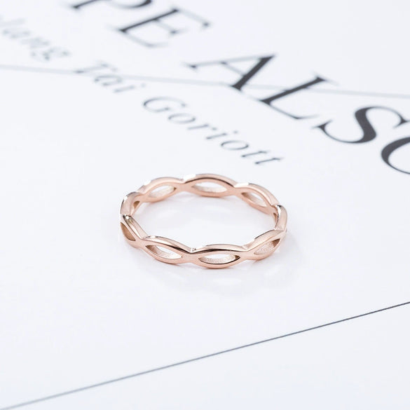New Style Titanium Steel Rose Gold Ring Hollow Wave Fashion Simple Couple Ring  Sales