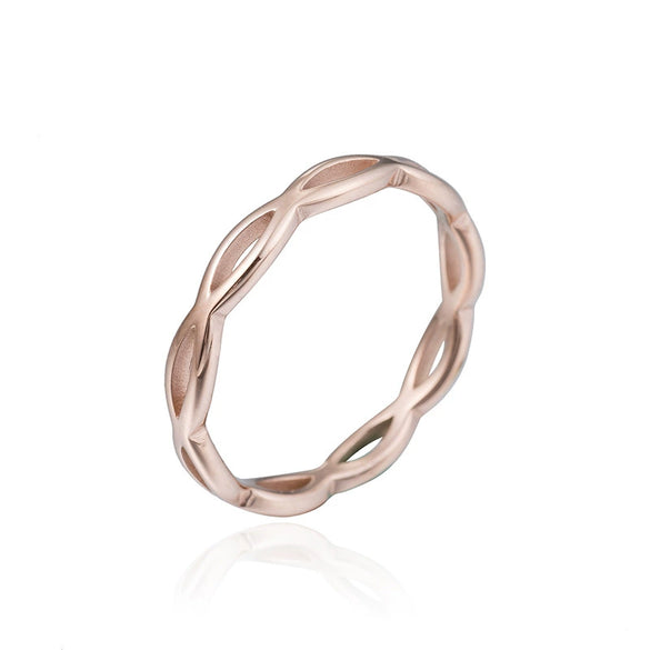 New Style Titanium Steel Rose Gold Ring Hollow Wave Fashion Simple Couple Ring  Sales
