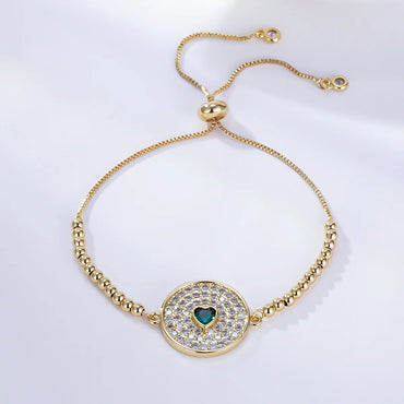 New Style Zircon Heart Copper 18k Gold-plated Bracelet