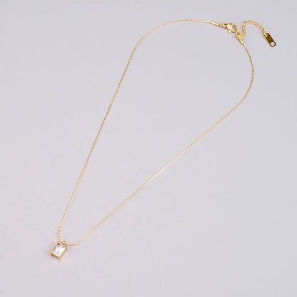 New Super Flash Square Zircon Necklace Simple Basic All-match Sweater Chain