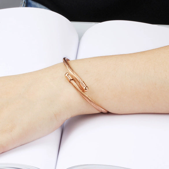 New Titanium Steel Bracelet Simple Threecolor 18K Gold Stainless Steel Bracelet  Wholesale