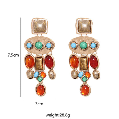 New Trend Fashion Ethnic Style Color Diamond Tassel Earrings Hot-saling Wholesale