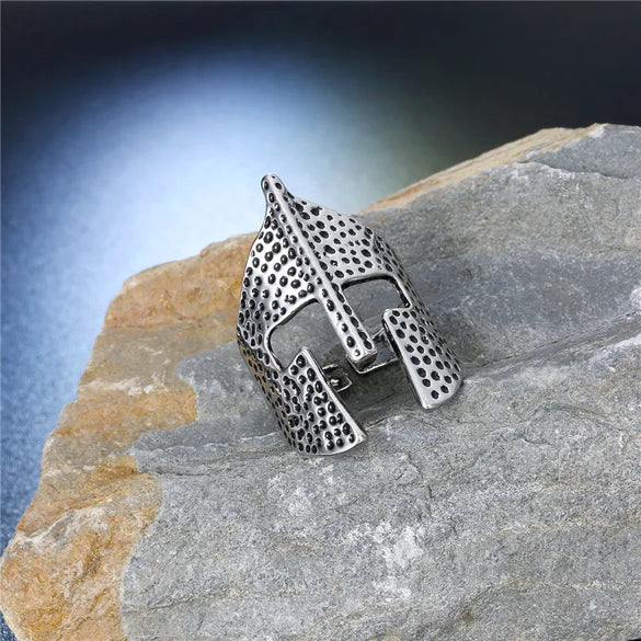 European Cross-Border Sold Jewelry Hip-Hop Fashion Personalized Punk Men'S Ring Hero Of Sparta Helmet Mask Ring