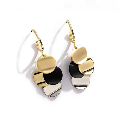 New Trendy Autumn And Winter Splicing Geometric Earrings