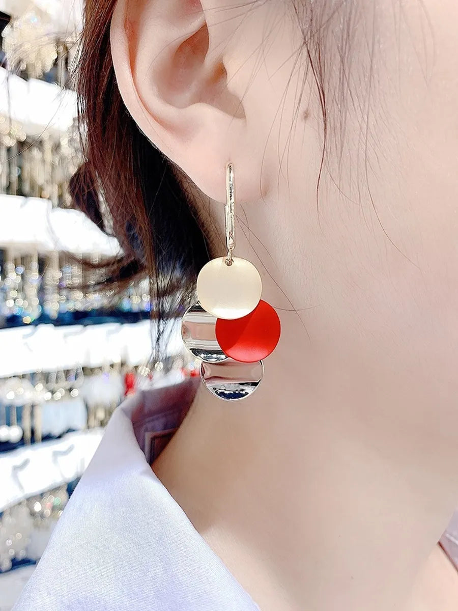 New Trendy Autumn And Winter Splicing Geometric Earrings