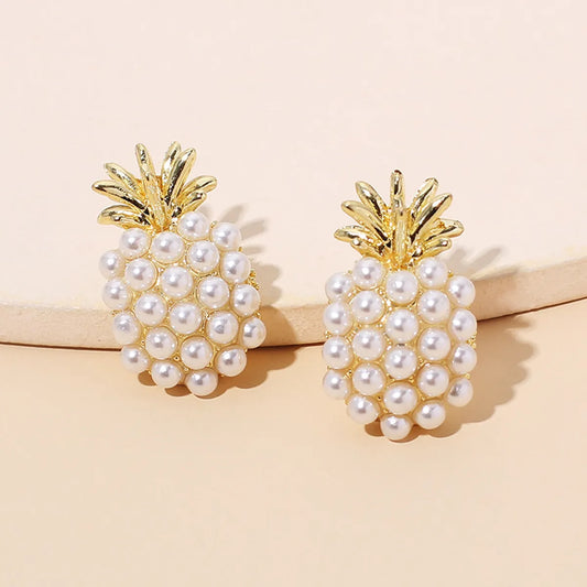 New Trendy Fashion Pineapple Pearl Earrings