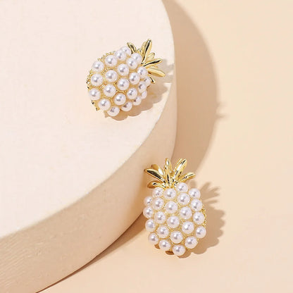 New Trendy Fashion Pineapple Pearl Earrings