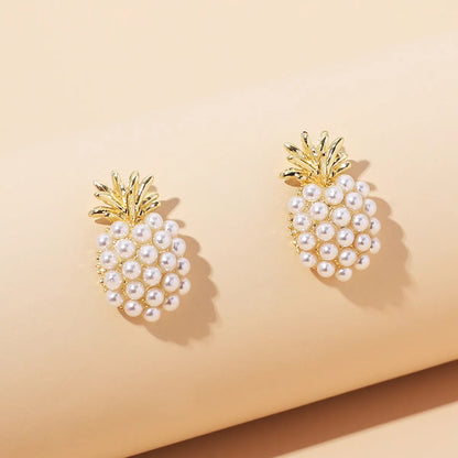 New Trendy Fashion Pineapple Pearl Earrings