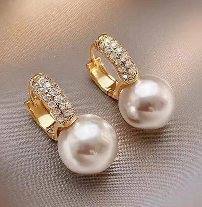 New Trendy Fashion Simple Pearl Copper Ear Stud Ear Buckle Wholesale