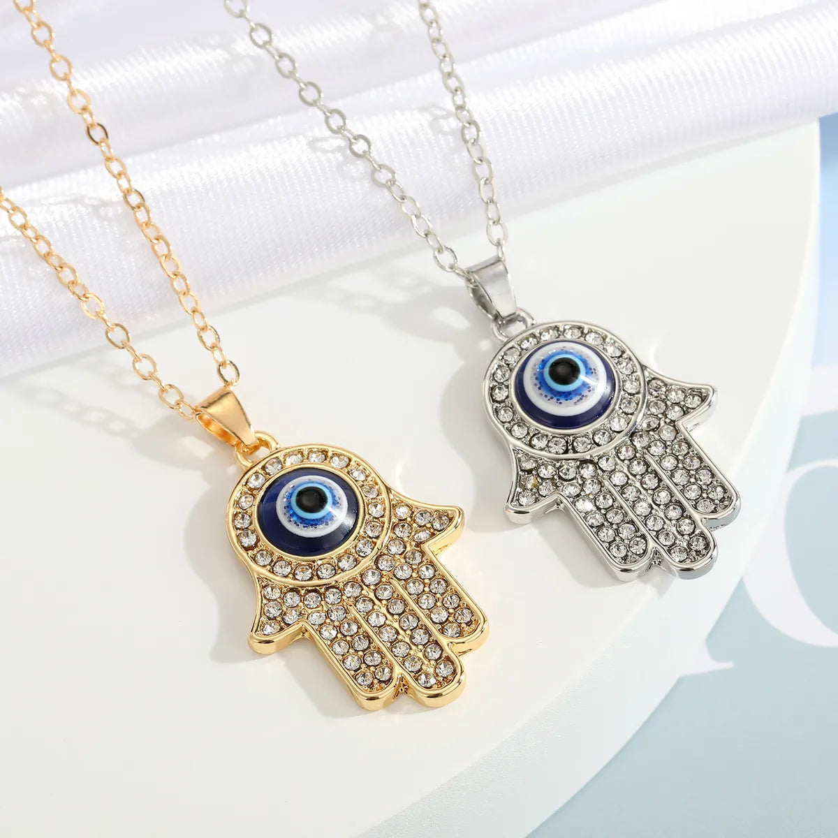 New Turkey Demon Eye Diamond Palm Pendant Necklace Wholesale Gooddiy