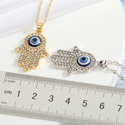 New Turkey Demon Eye Diamond Palm Pendant Necklace Wholesale Gooddiy