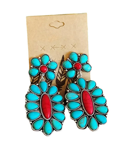 New Turquoise Earrings European And American Exaggerated Earrings