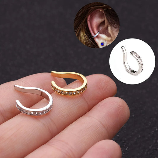 New U-shaped Fake Piercing Copper Zircon Ear Clip European And American Simple Earrings