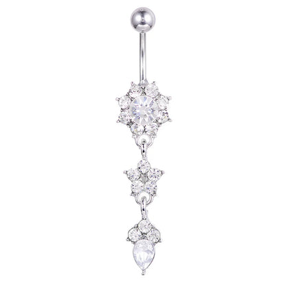 New Water Drop Flower-shaped Pendant Diamond Belly Button Piercing Umbilical Jewelry