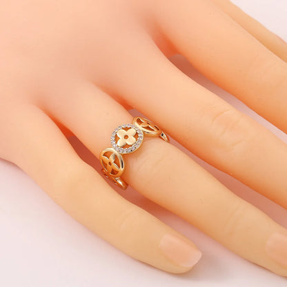 New Women'S Copper Plated Real Gold Geometric Open Tail Ring