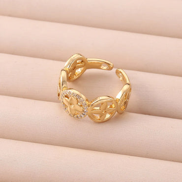 New Women'S Copper Plated Real Gold Geometric Open Tail Ring