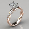 New Women's Square Diamond Ring 18K Rose Plated Gold Geometric Style Metal