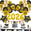 New Year Round Aluminum Foil Balloon Set With Golden Banner For Holiday Eve Party Decorations