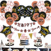 New Year Round Aluminum Foil Balloon Set With Golden Banner For Holiday Eve Party Decorations