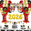 New Year Round Aluminum Foil Balloon Set With Golden Banner For Holiday Eve Party Decorations