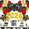 New Year Round Aluminum Foil Balloon Set With Golden Banner For Holiday Eve Party Decorations