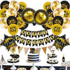 New Year Round Aluminum Foil Balloon Set With Golden Banner For Holiday Eve Party Decorations