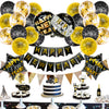 New Year Round Aluminum Foil Balloon Set With Golden Banner For Holiday Eve Party Decorations