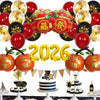 New Year Round Aluminum Foil Balloon Set With Golden Banner For Holiday Eve Party Decorations