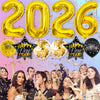 New Year Round Aluminum Foil Balloon Set With Golden Banner For Holiday Eve Party Decorations