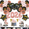 New Year Round Aluminum Foil Balloon Set With Golden Banner For Holiday Eve Party Decorations