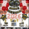 New Year Round Aluminum Foil Balloon Set With Golden Banner For Holiday Eve Party Decorations