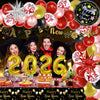 New Year Round Aluminum Foil Balloon Set With Golden Banner For Holiday Eve Party Decorations