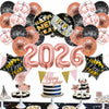 New Year Round Aluminum Foil Balloon Set With Golden Banner For Holiday Eve Party Decorations