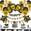 New Year Round Aluminum Foil Balloon Set With Golden Banner For Holiday Eve Party Decorations
