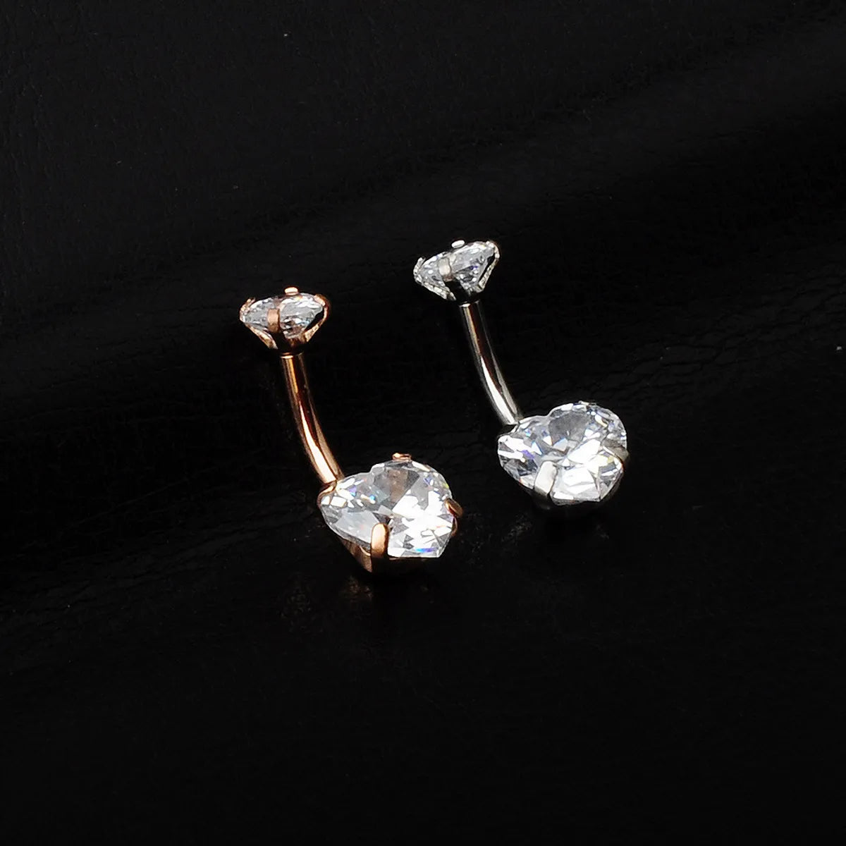 New Zircon Double Heart-shaped Navel Nails Creative Piercing Jewelry