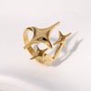 Niche Design Star Shape Stainless Steel Gold Plated Ring For Women