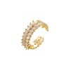 Niche Doublerow Zircon Diamond Copper Inlaid Leaf Ear Ring Unisex For Couples