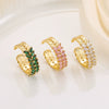 Niche Doublerow Zircon Diamond Copper Inlaid Leaf Ear Ring Unisex For Couples