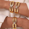 Niche Elegant Doublelayer Stacked Jewelry 316L Stainless Steel Goldplated Geometric Bracelet