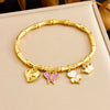 Niche Fashion Gold Plated Stainless Steel Marine Wind Bamboo Bracelet With Tropical Fish Starfish Butterfly Conch Patterns