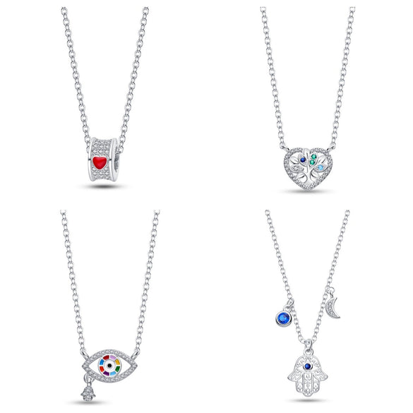 Niche Fashion Light Luxury Four Leaf Clover Devil Eye Guard Necklace Silver Plated Electroplated For Women