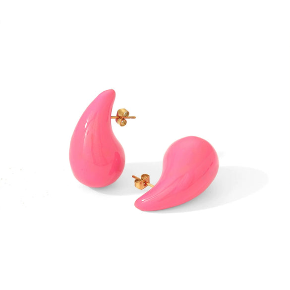 Niche Fashion Stainless Steel Earrings For Women In Oil Drop Shape With Electroplating Treatment