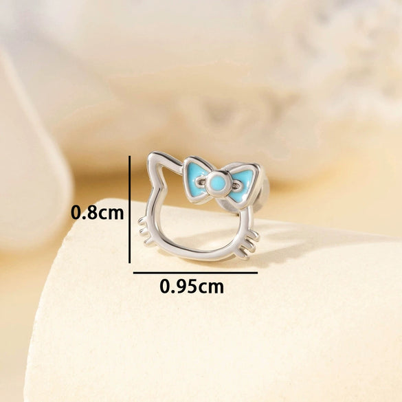 Niche Highend Titanium Steel Girls' Earrings With Hollow Cat Pattern And Electroplating Design