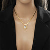 Niche Personality Diamond Wings Titanium Steel Gold Plated Pendant Necklace With Geometric Design