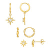 Niche Style Star Shape Copper Earrings Set With Zircon For Women