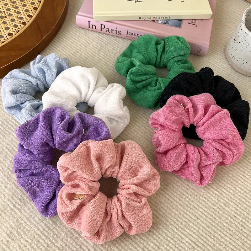 Niche Versatile Candy Color Large Intestine Ring  Style Towel Fabric Hair Ring Female  New Fabric Nameplate Hair Accessories